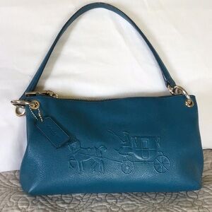 Coach teal embossed bag